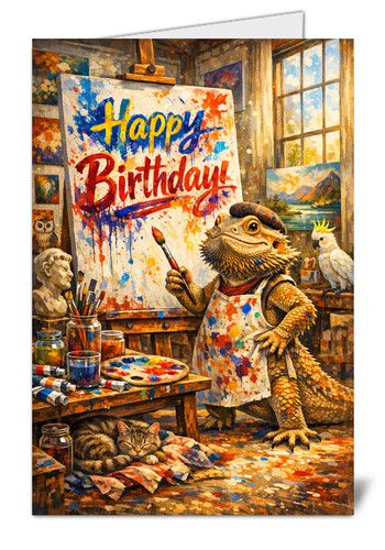 Bearded dragon artist birthday - bearded,